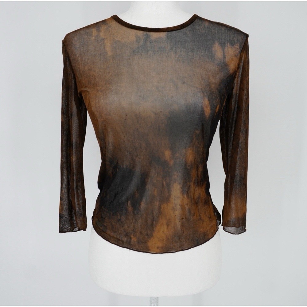 Vintage Y2K  Sheer Top Brown Black Boho Gothic Grunge  EXPRESS WB FairyGrunge